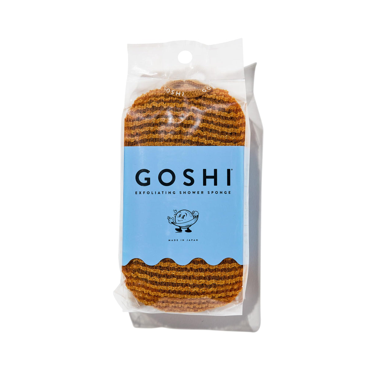 Esponja exfoliante GOSHI para ducha marigold, exfoliación suave para la piel.