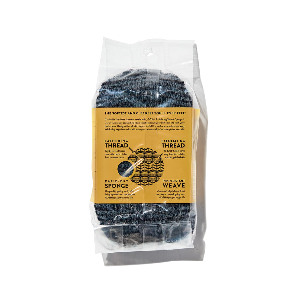 GOSHI Esponja exfoliante para ducha resistente al desgarro para uso diario.