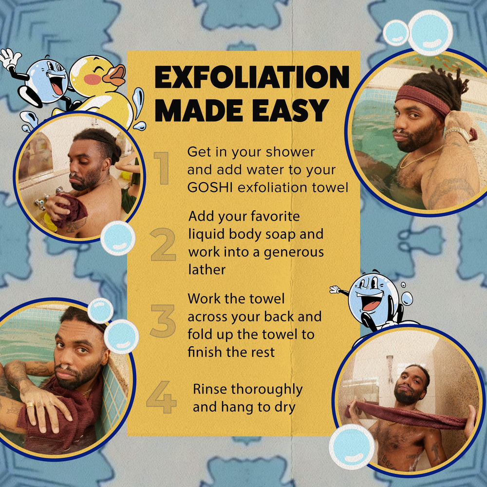 GOSHI toalla exfoliante: sensación suave y lujosa al contacto con la piel.