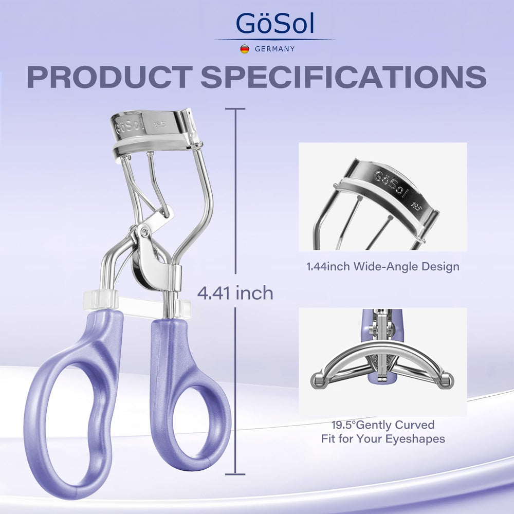 GÖSOL eyelash curler with medium pad for versatile textures.