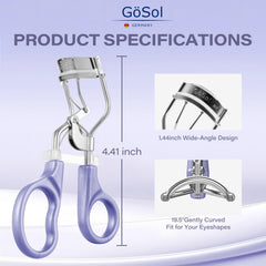 GÖSOL eyelash curler with medium pad for versatile textures.