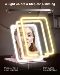 Gospire 1x magnifying mirror offers broad view for makeup setup.