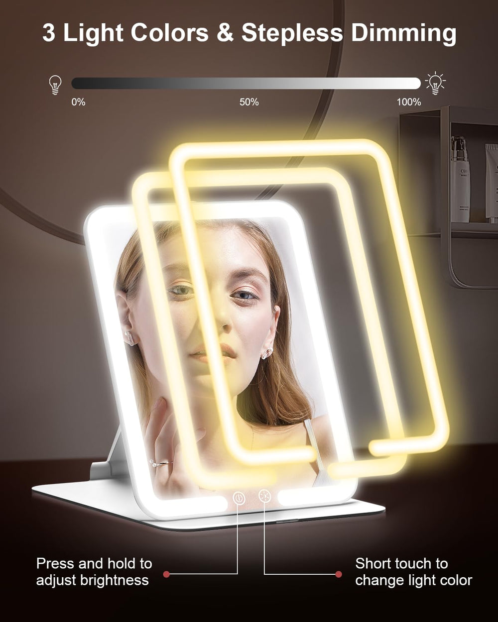 Gospire LED lighting with warm natural and white modes plus dimming