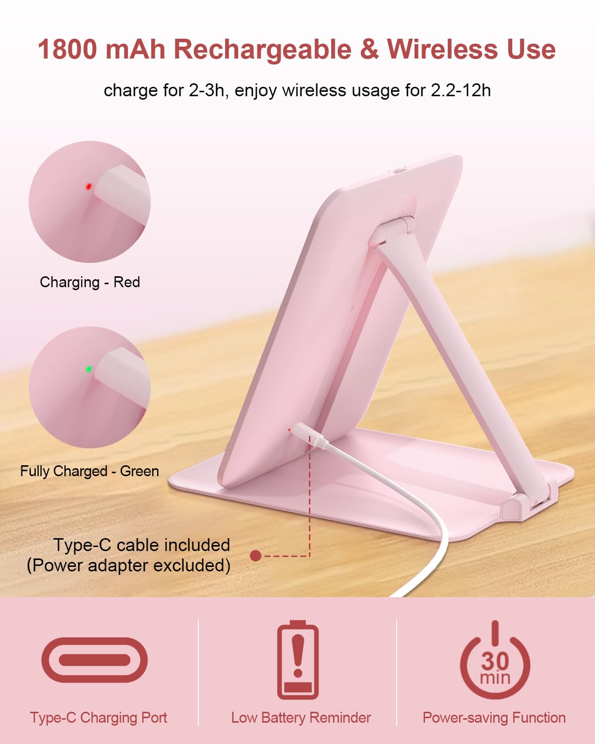Gospire rechargeable 1800mAh battery powers cordless use during travel.
