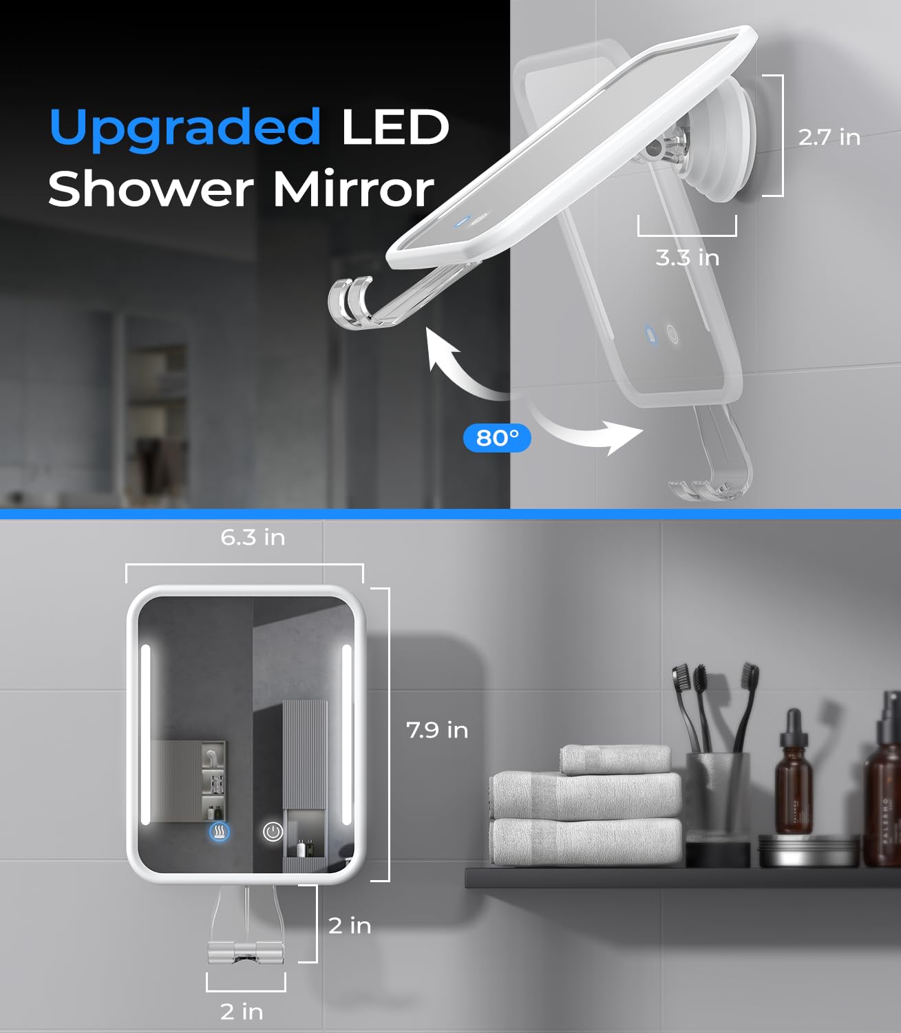 Gospire 5000mAh battery powers cordless fogless operation and lighting.