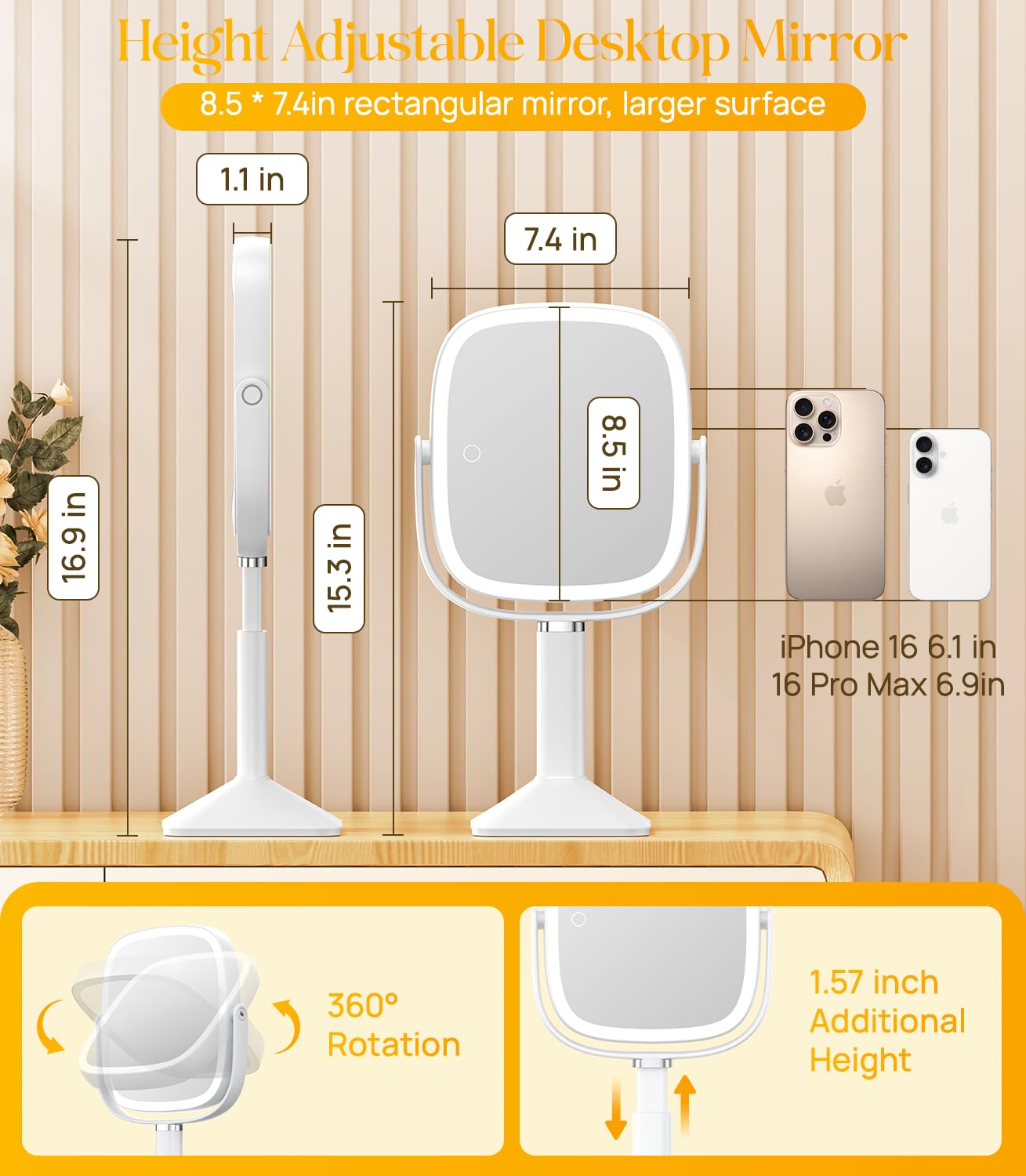 Gospire mirror with 7x magnification for detail work and skincare routines.