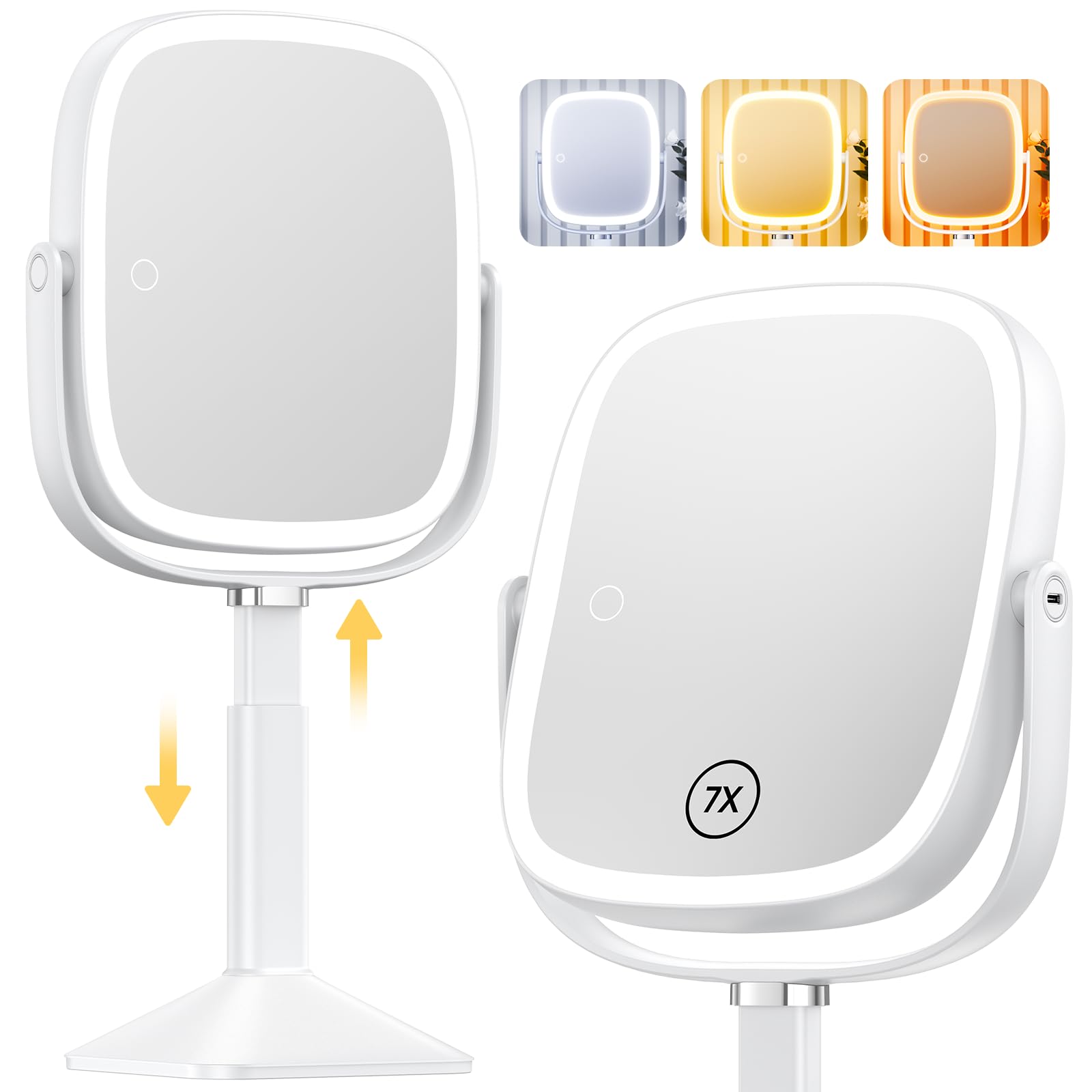 Gospire rectangle lighted makeup mirror with face view for precise makeup application.