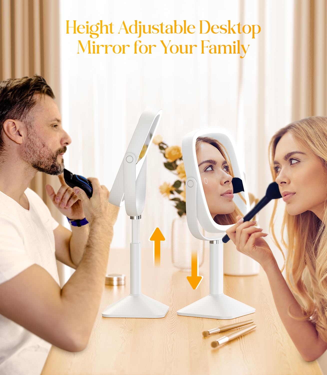 Gospire non-slip base keeps the mirror stable on a vanity table.