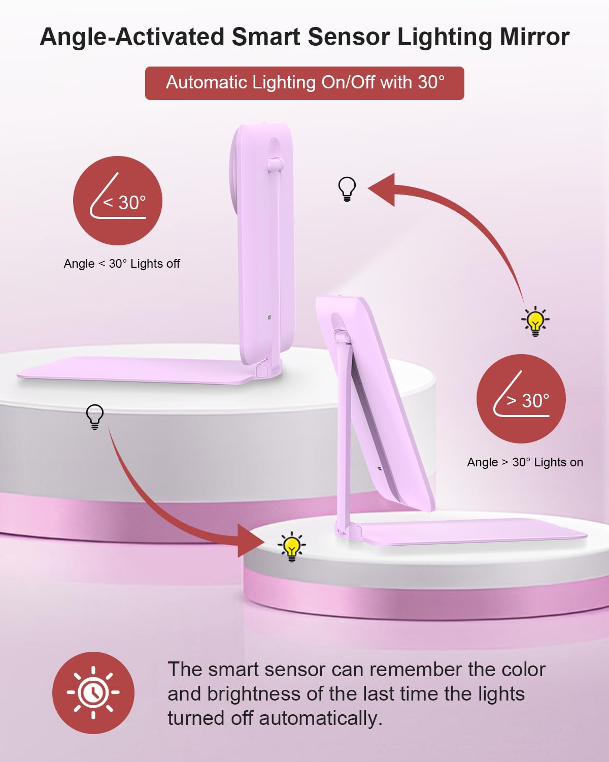 Gospire mirror shows three LED color modes for customized lighting