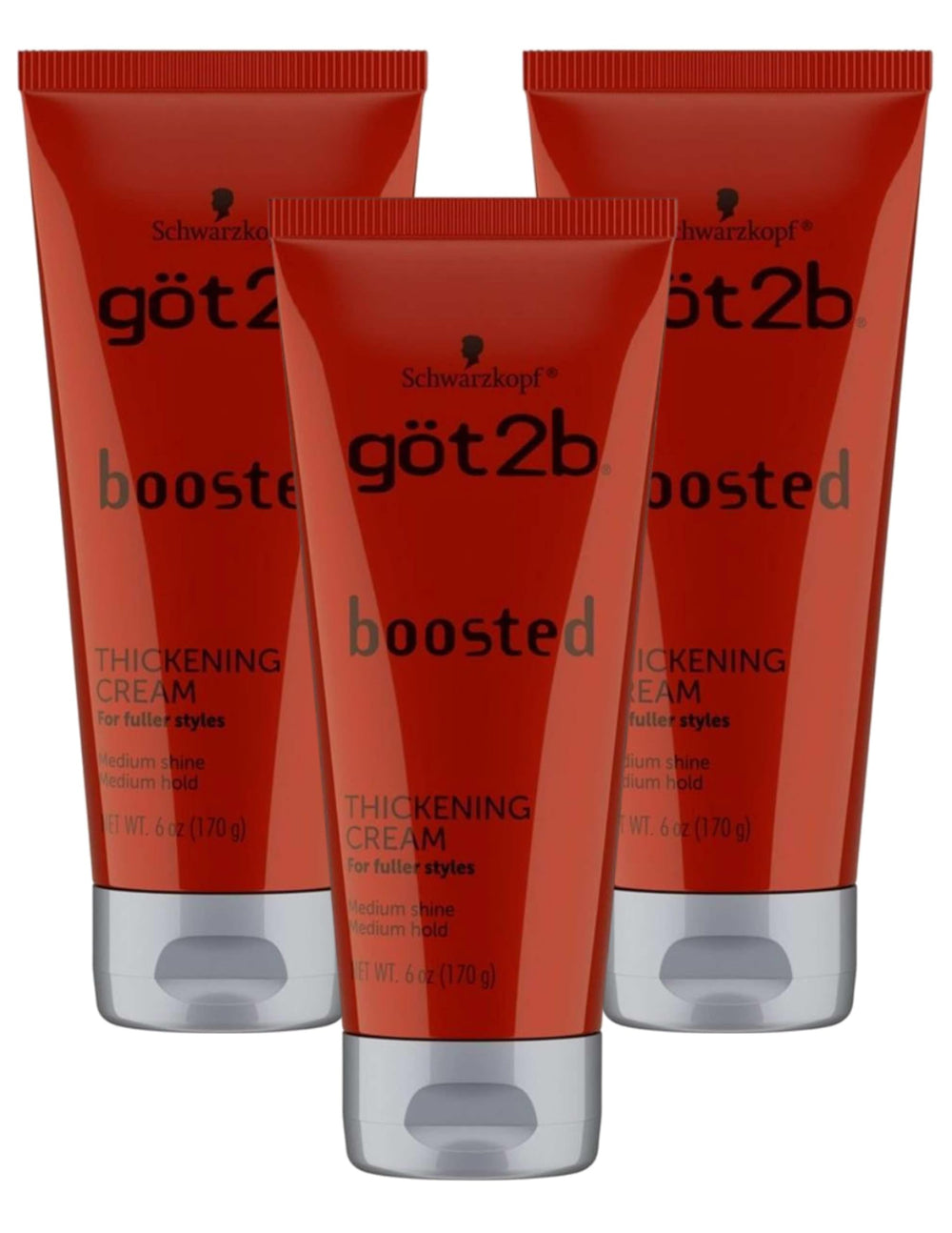 Got2B Boosted Hair Thickening Cream 3-pack demonstrates value and long-lasting use.