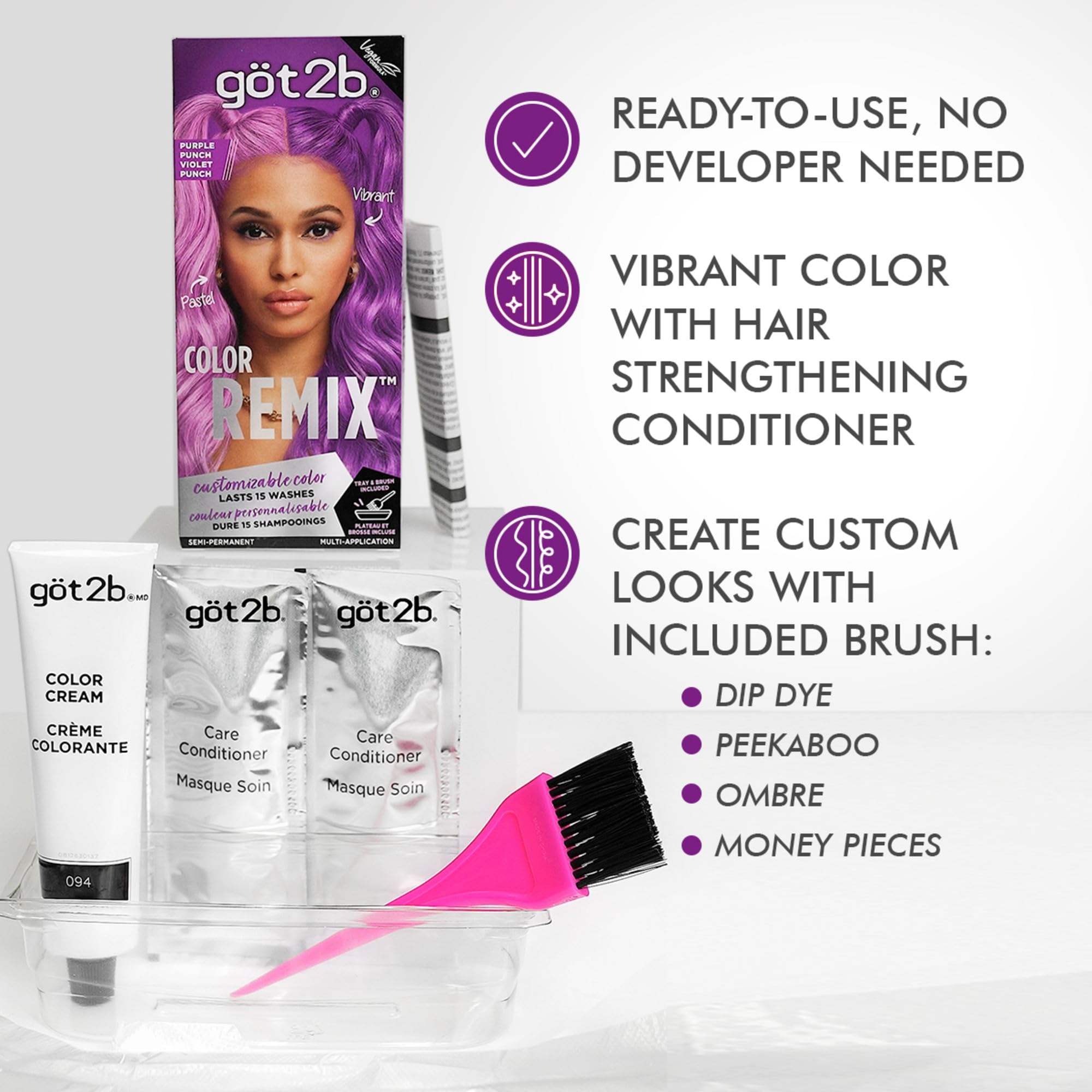 Got2b Color Remix works on all hair textures for versatile styling