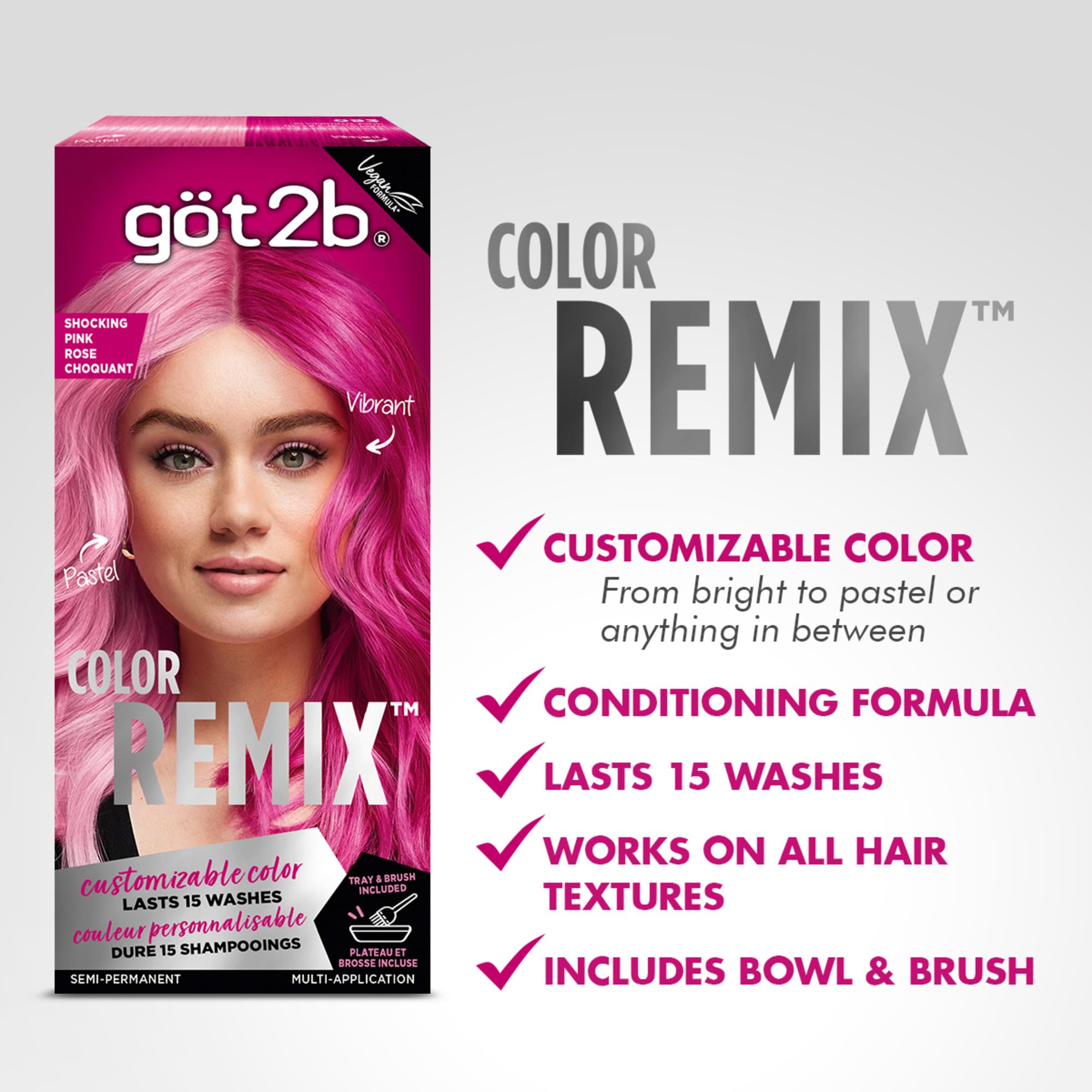 Got2b Color Remix pastelizer bottle enabling soft pastel shade results.
