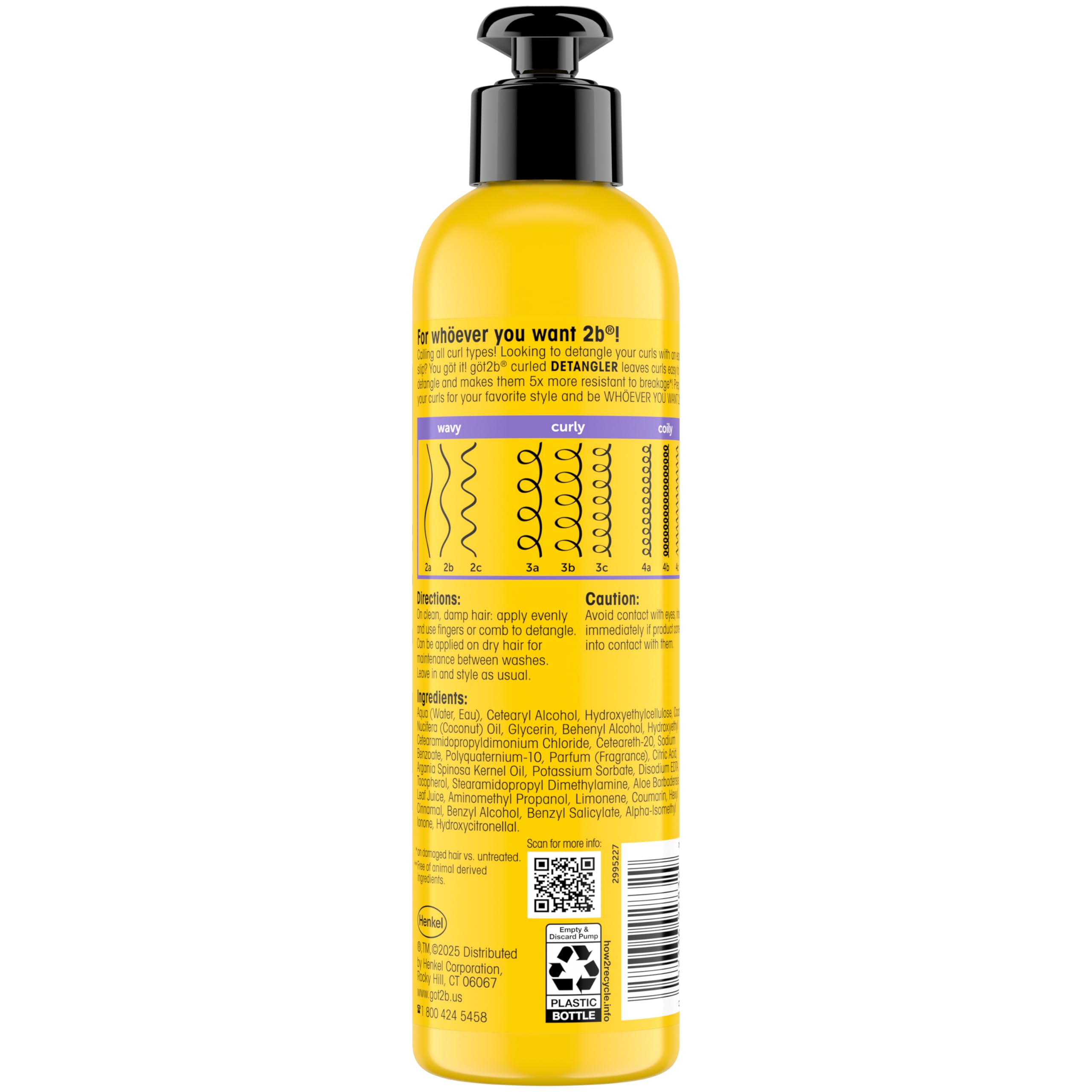 Got2B Curled Detangler detalle de textura de rizos para deslizamiento suave