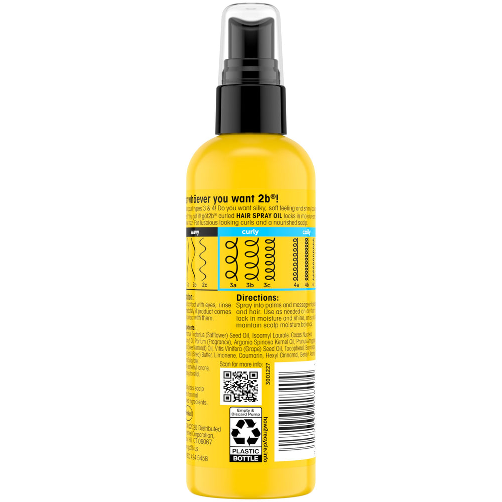 Got2B Curled Hair Spray Oil, aplicación en rizos para control del frizz