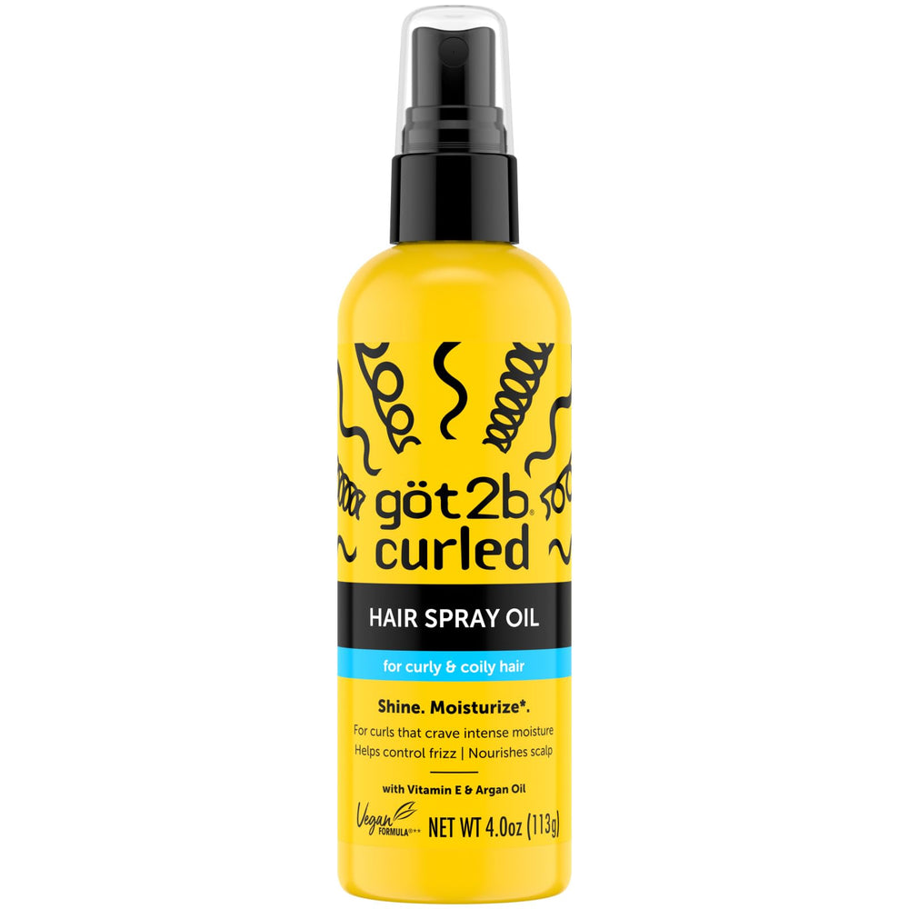 Got2B Curled Hair Spray Oil, bote 4 onzas con brillo y hidratación para rizos