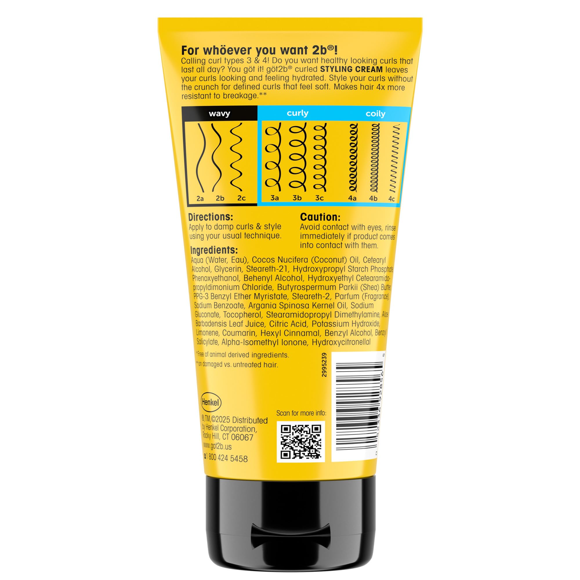 Got2B Curled Styling Cream apto para uso diario y cabello teñido.