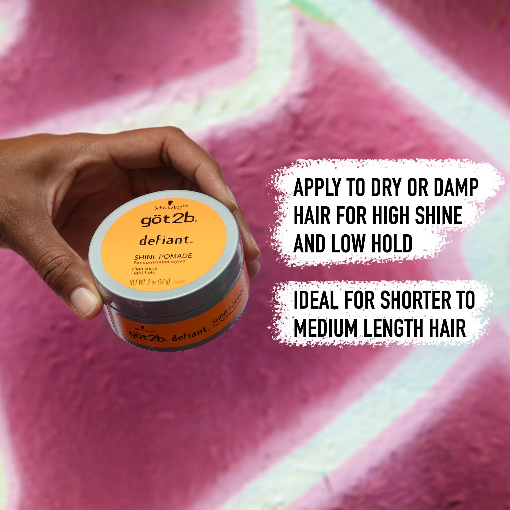 Apply Defiant Shine Pomade on damp hair for easy texture and flexible hold.