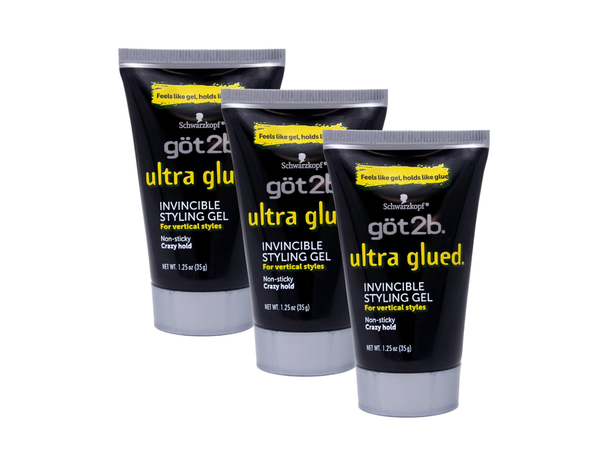 Got2B Ultra Glued Invincible gel, tubo de 1,25 oz, fijación extrema para peinados.