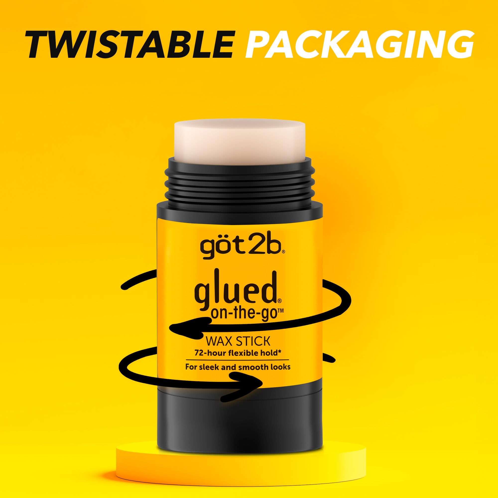 Got2b wax stick showing frizz control and humidity protection on styled hair.