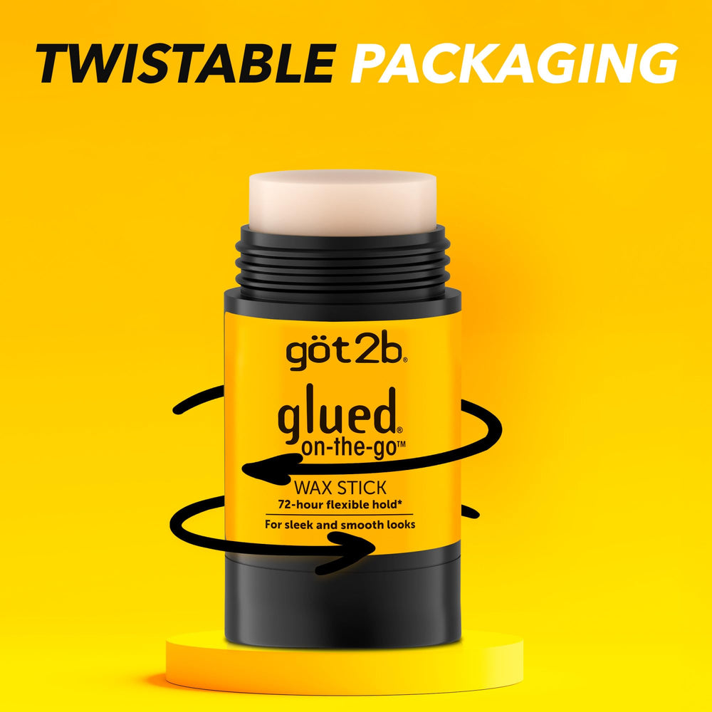 Got2b wax stick showing frizz control and humidity protection on styled hair.