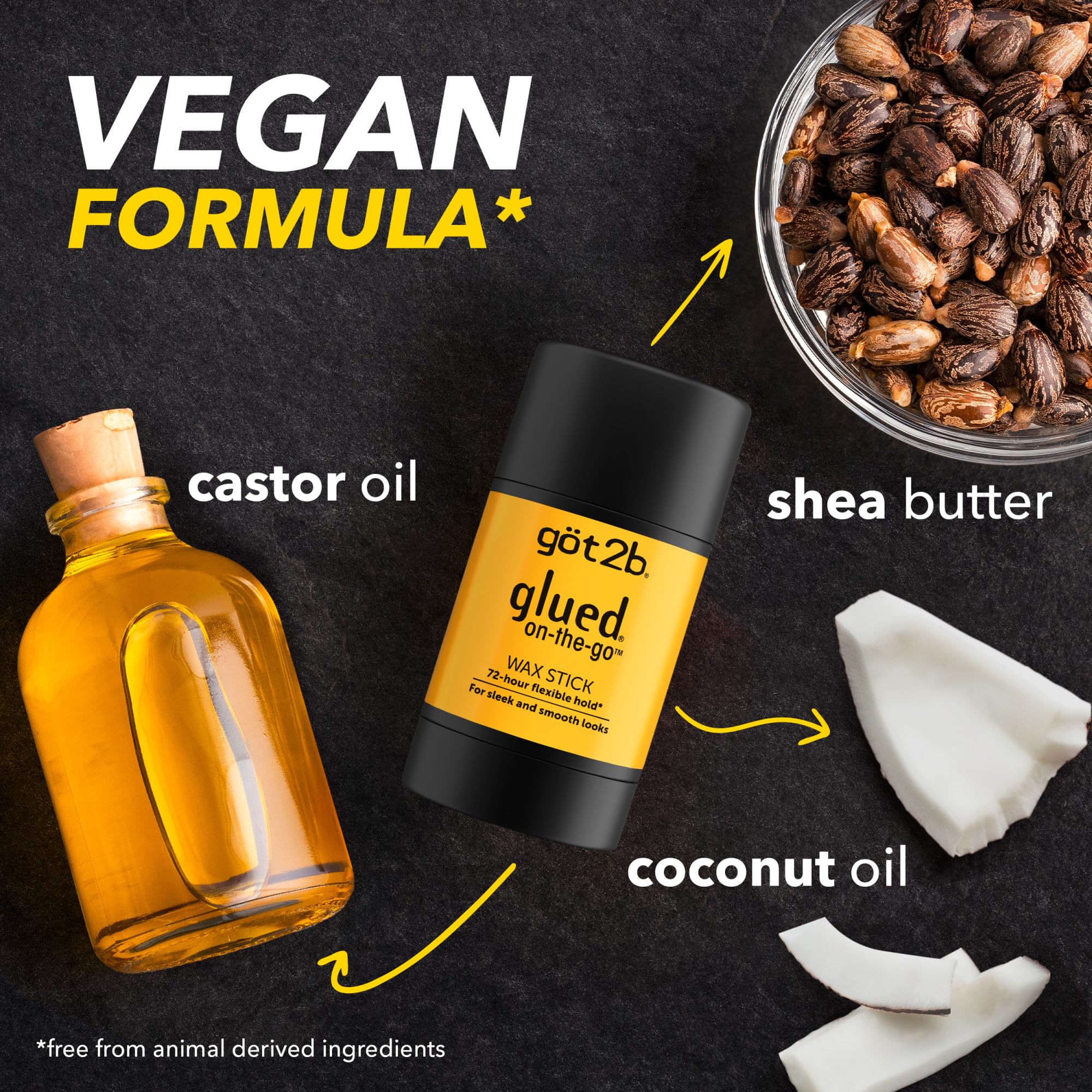 Got2b coconut oil, castor oil and shea butter nourish hair during styling.