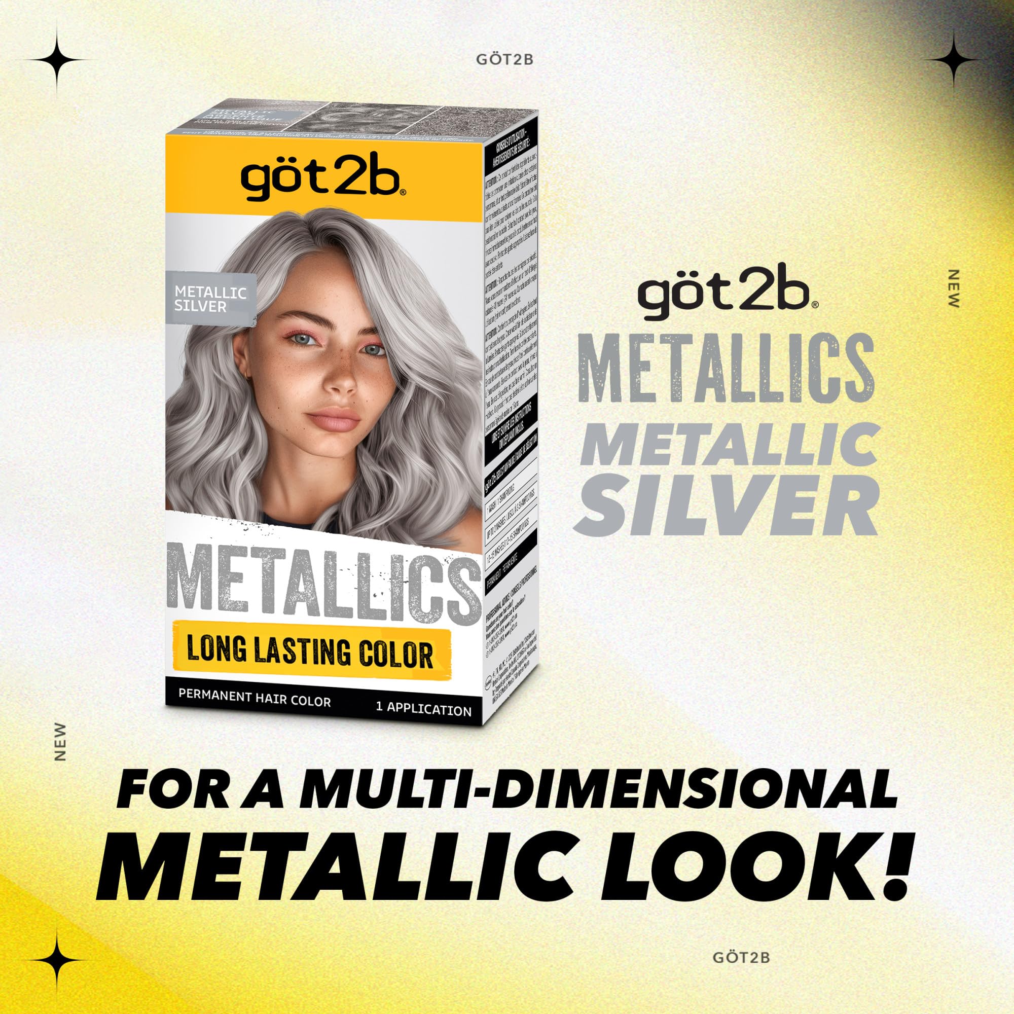 Got2b Metallics application process swatch demonstrates metallic look.