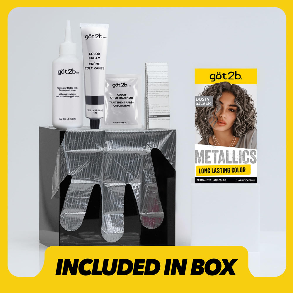 Got2b Metallics Dusty Silver box content shows what you get