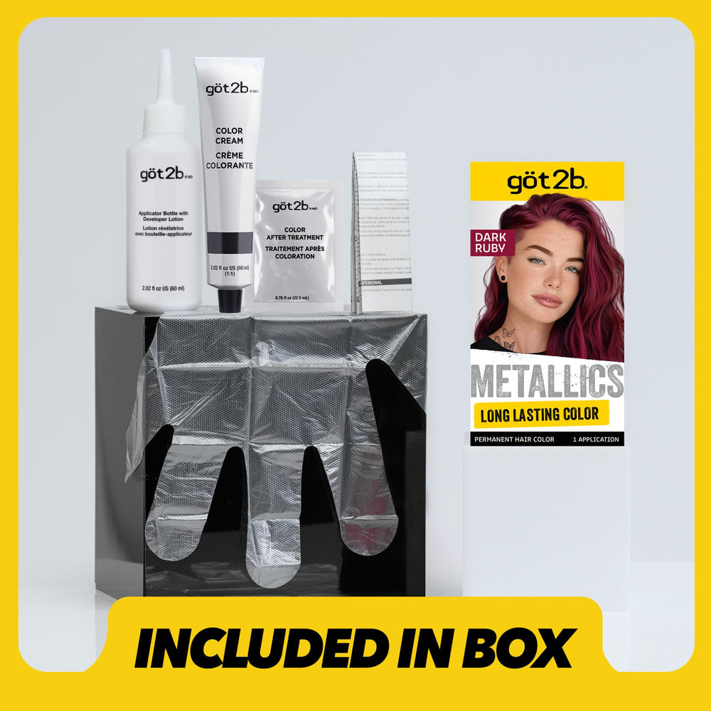 got2b Metallics application on hair shows even root-to-tip coverage