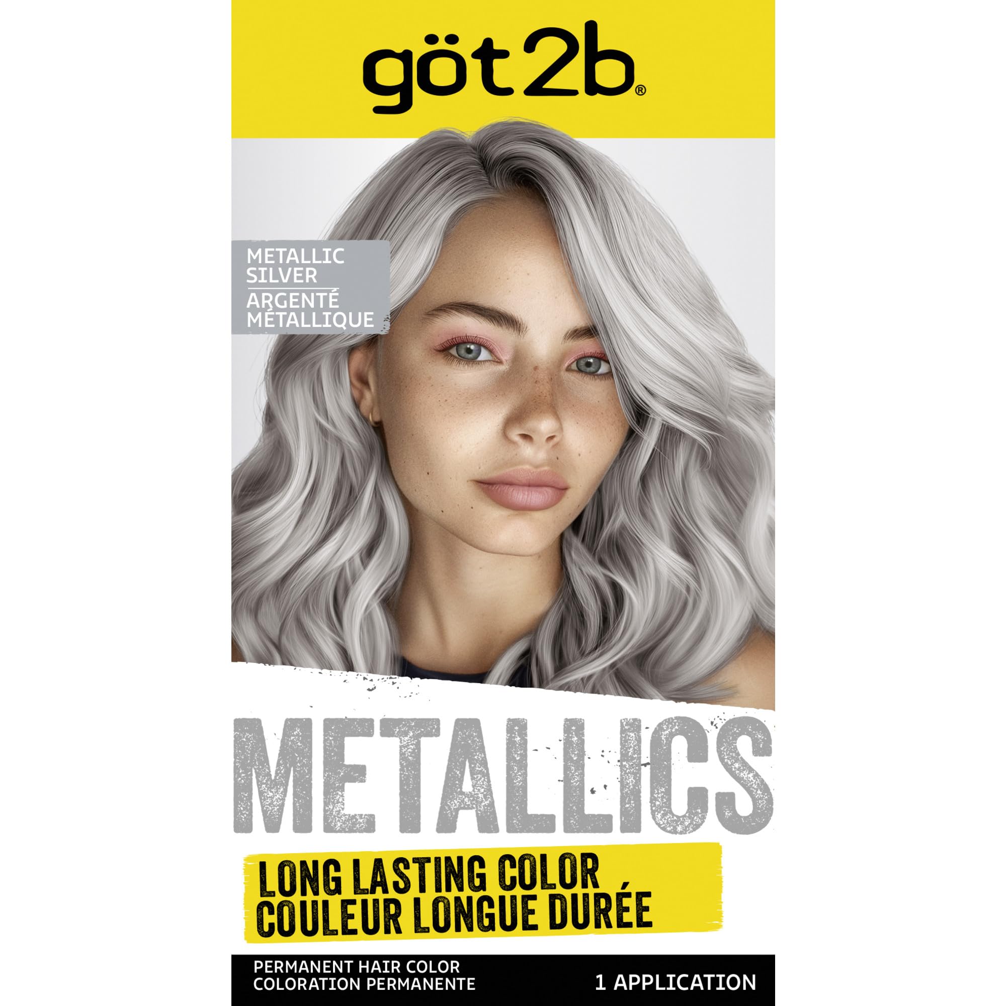 Got2b Metallics silver color cream tube for bold, lasting shade.