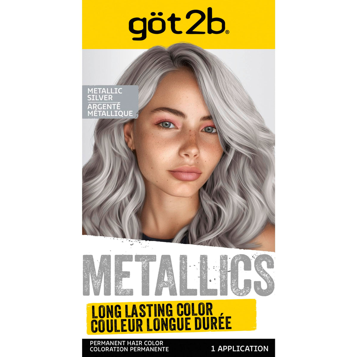Got2b Metallics silver color cream tube for bold, lasting shade.