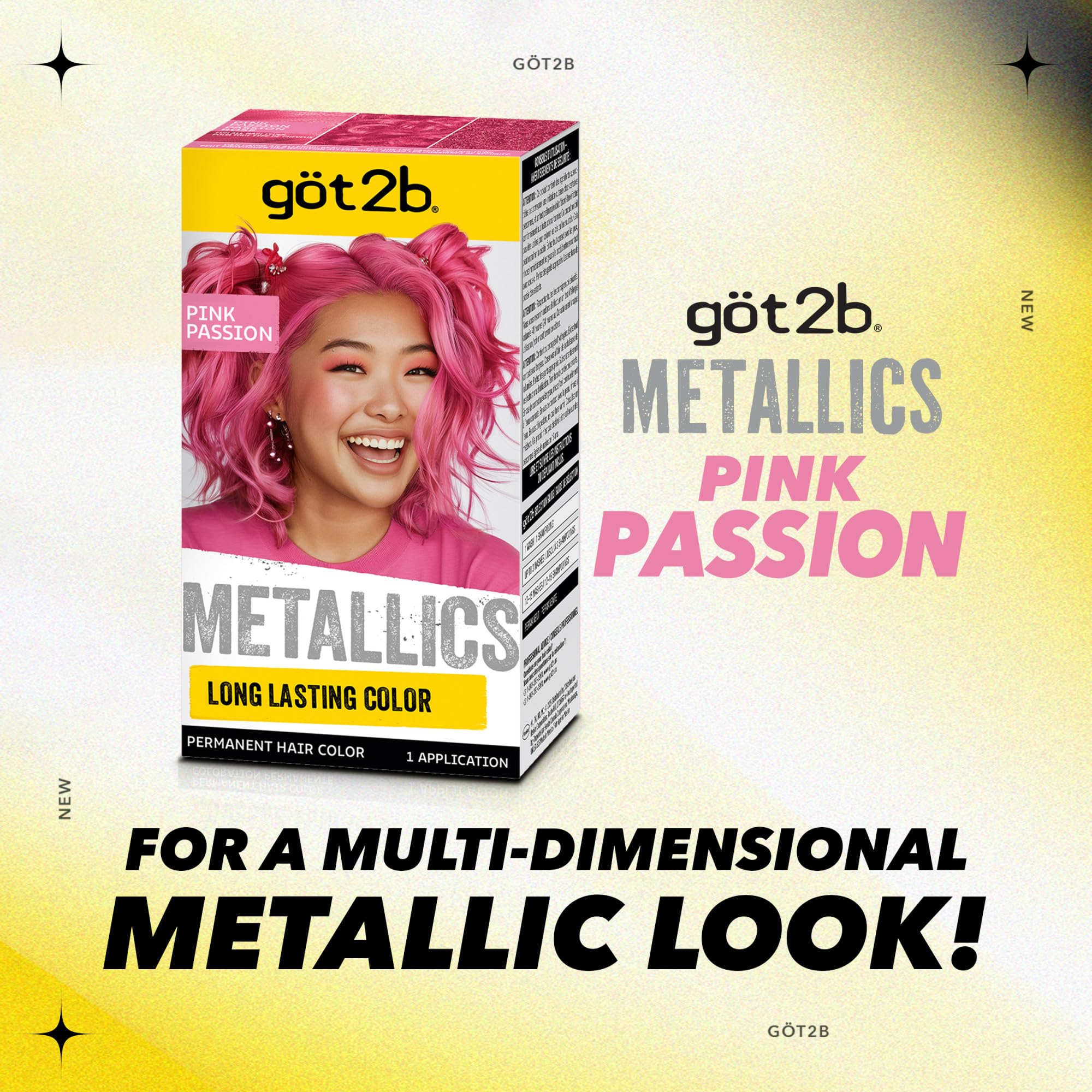 Hair after color with Pink Passion showing metallic glow.