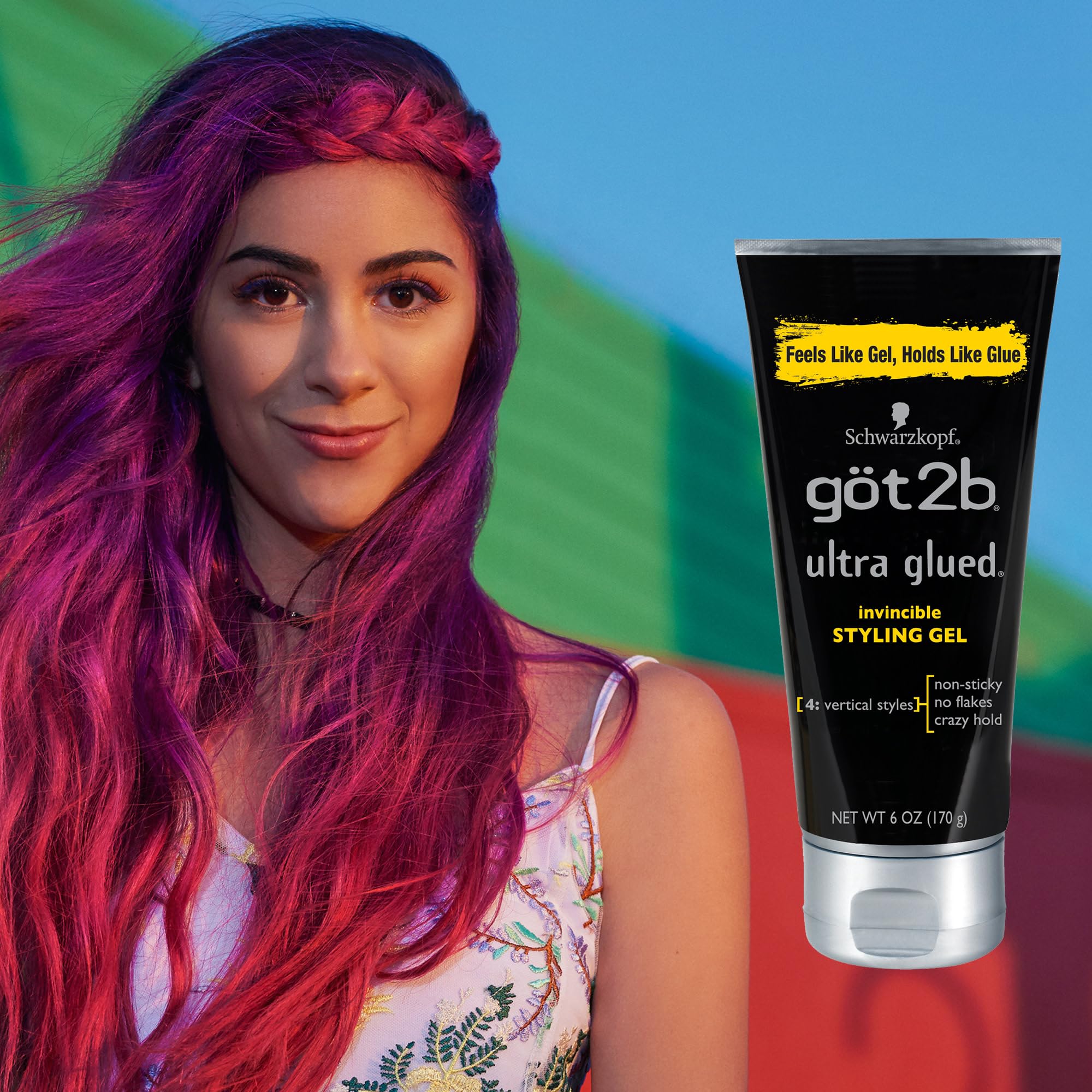 Got2B Ultra Glued Invincible gel texture being rubbed into hair.