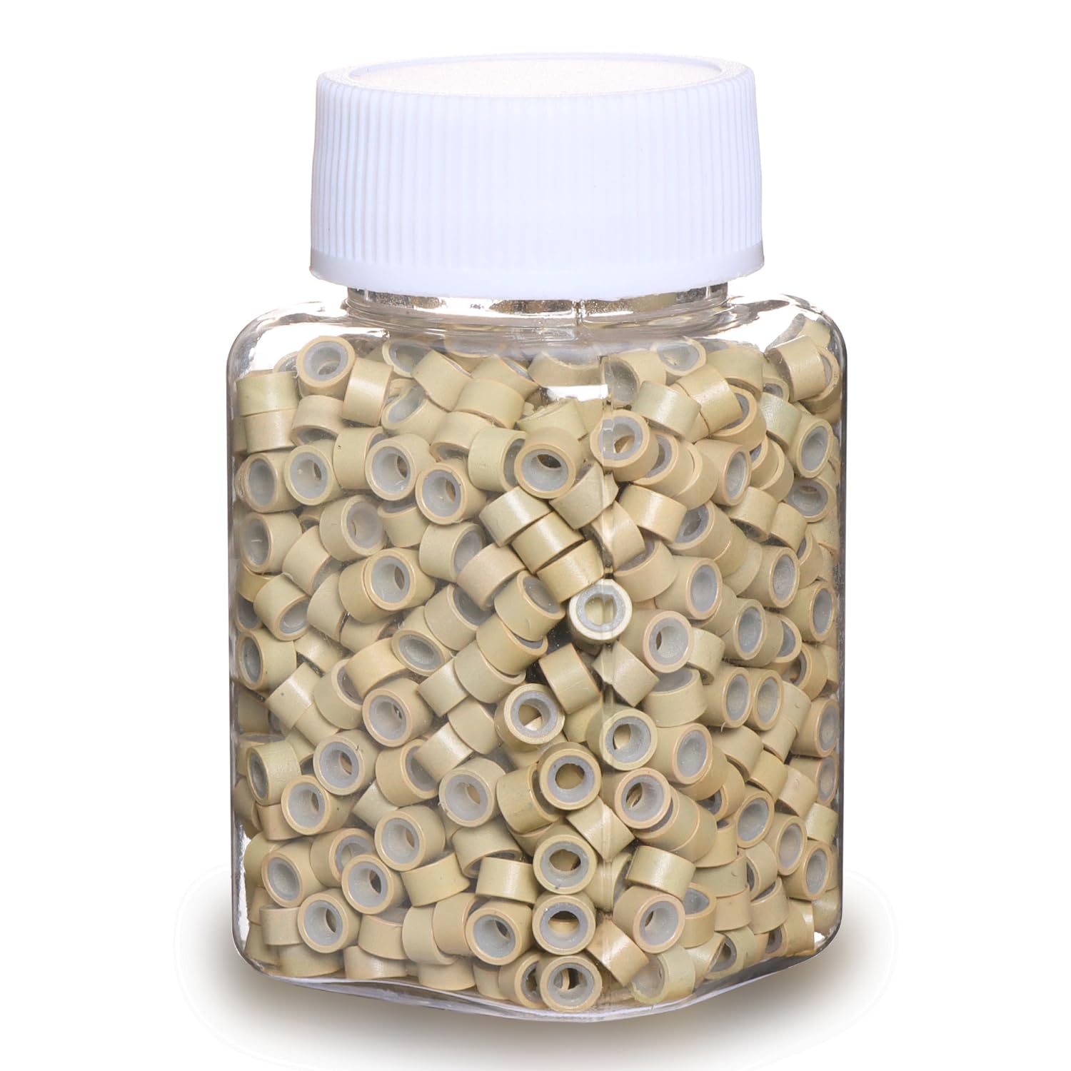 GOTDYA 1000pcs 5mm blonde extension beads with silicone lining for secure hair attachments.