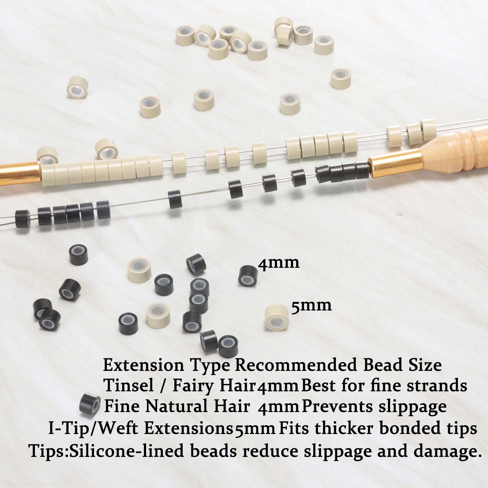 GOTDYA silicone-lined micro rings for easy, snag-free extensions.