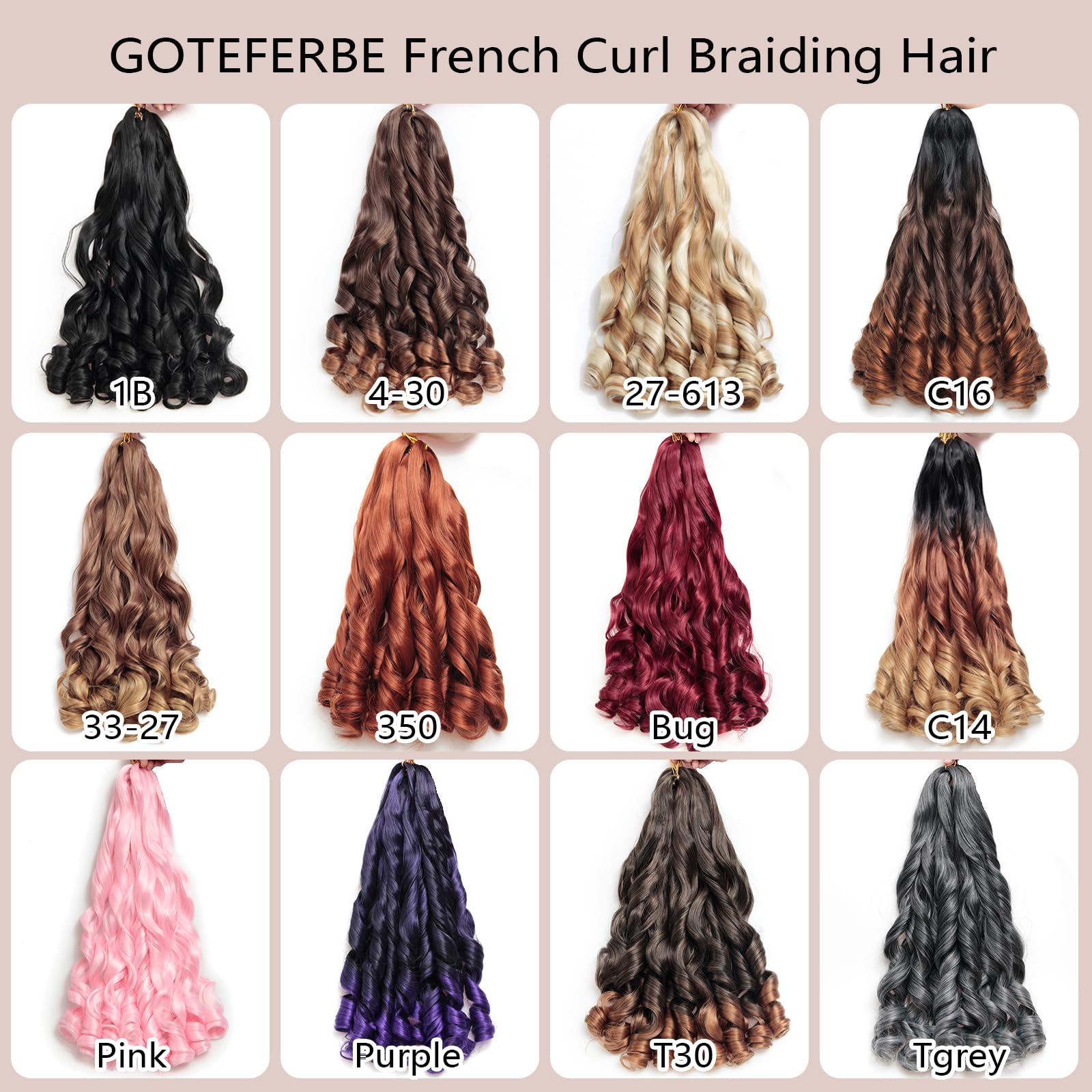 GOTEFERBE Hair in box contents, includes eight packs for styling options.