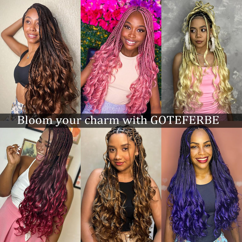 GOTEFERBE Model wearing French curl braiding hair with loose waves.