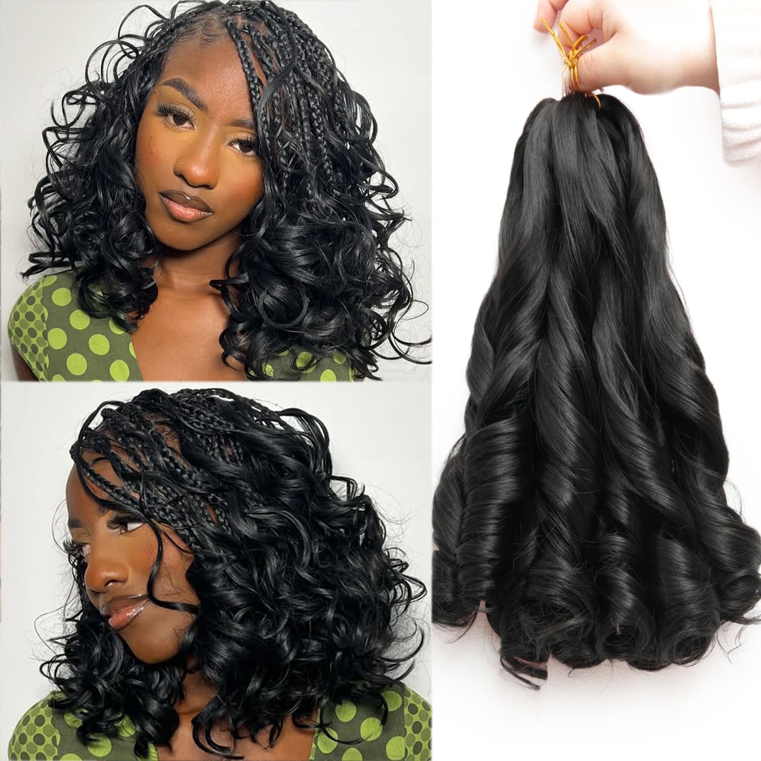 GOTEFERBE French Curl Braiding Hair 12inch pack closeup, soft texture for easy styling.
