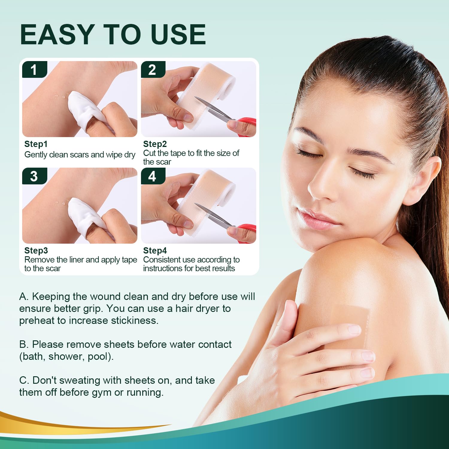 Gowgaw silicona para cicatriz, apta para todas las edades y libre de látex.