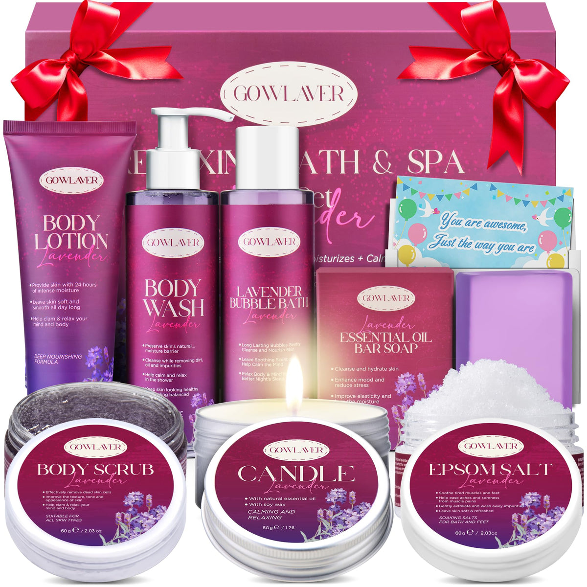 GOWLAVER gel de ducha lavanda, limpieza suave y aroma relajante para la piel.