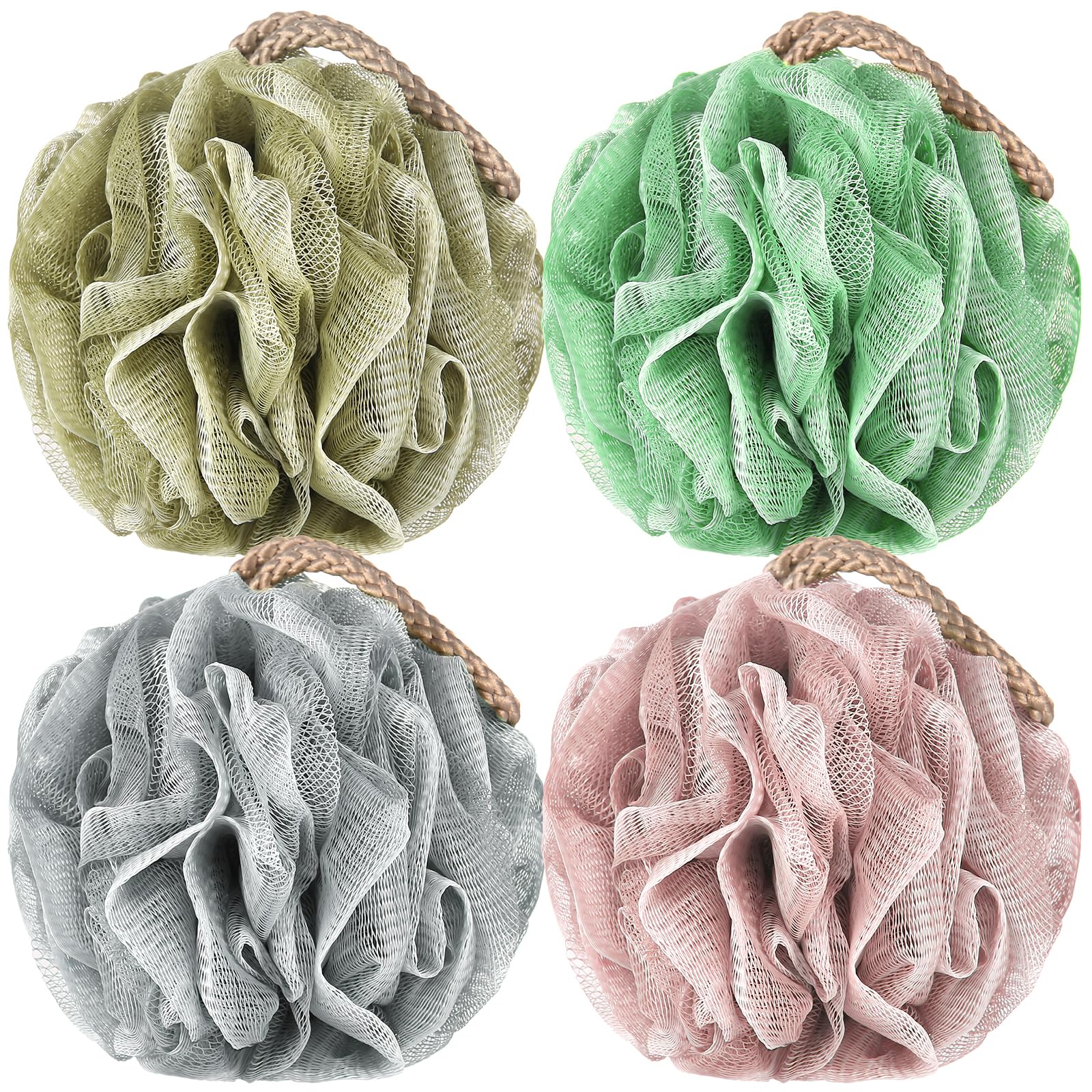 GoWorth esponjas de lufa pack 4 con mango para exfoliar de forma suave en la ducha.