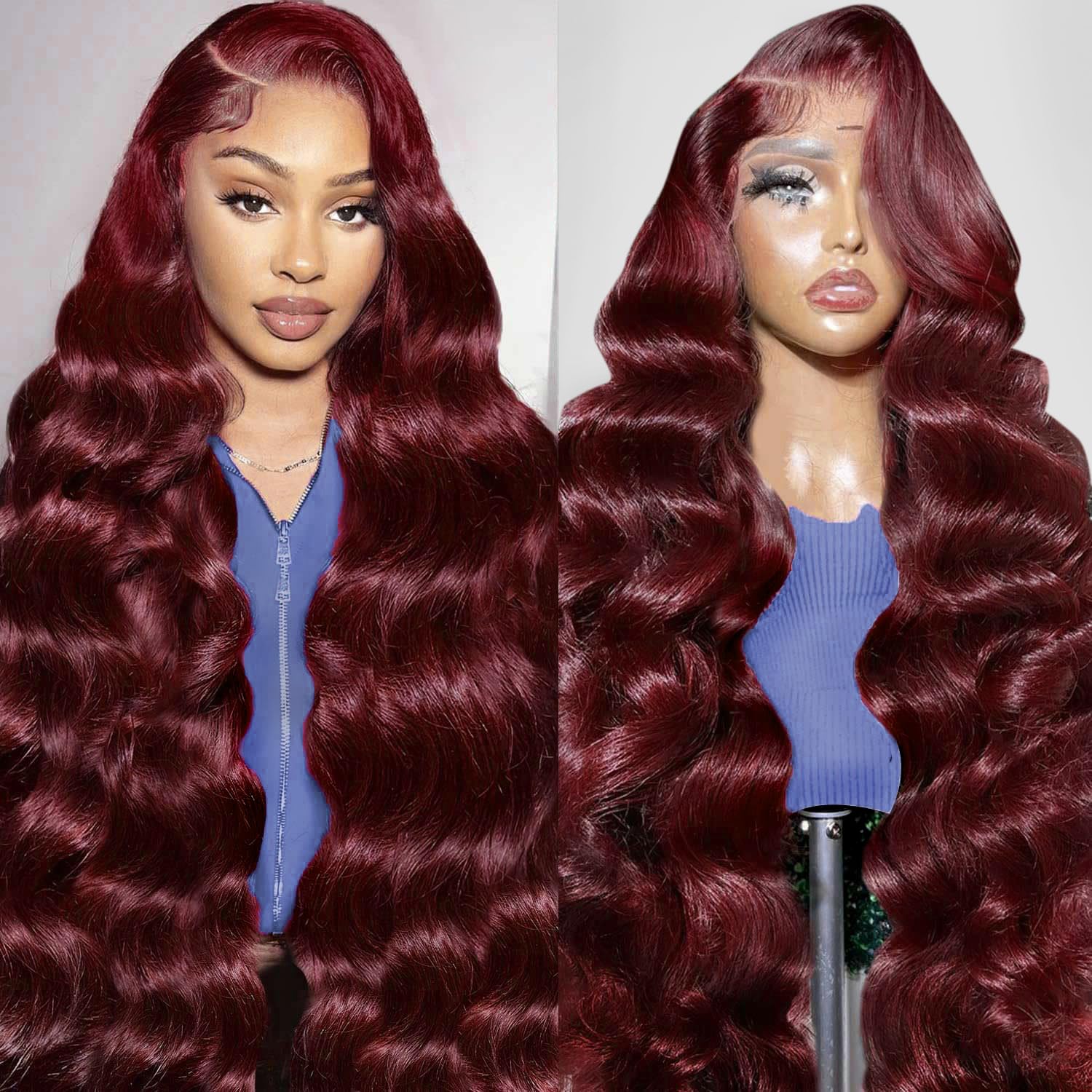 GOFWARD 30-inch burgundy lace front wig with 13x6 Swiss lace for natural hairline.