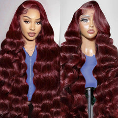 GOFWARD 30-inch burgundy lace front wig with 13x6 Swiss lace for natural hairline.