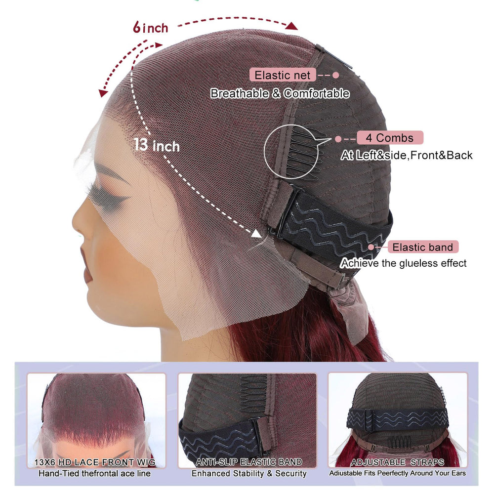GOFWARD glueless cap with adjustable strap ensures secure comfort.