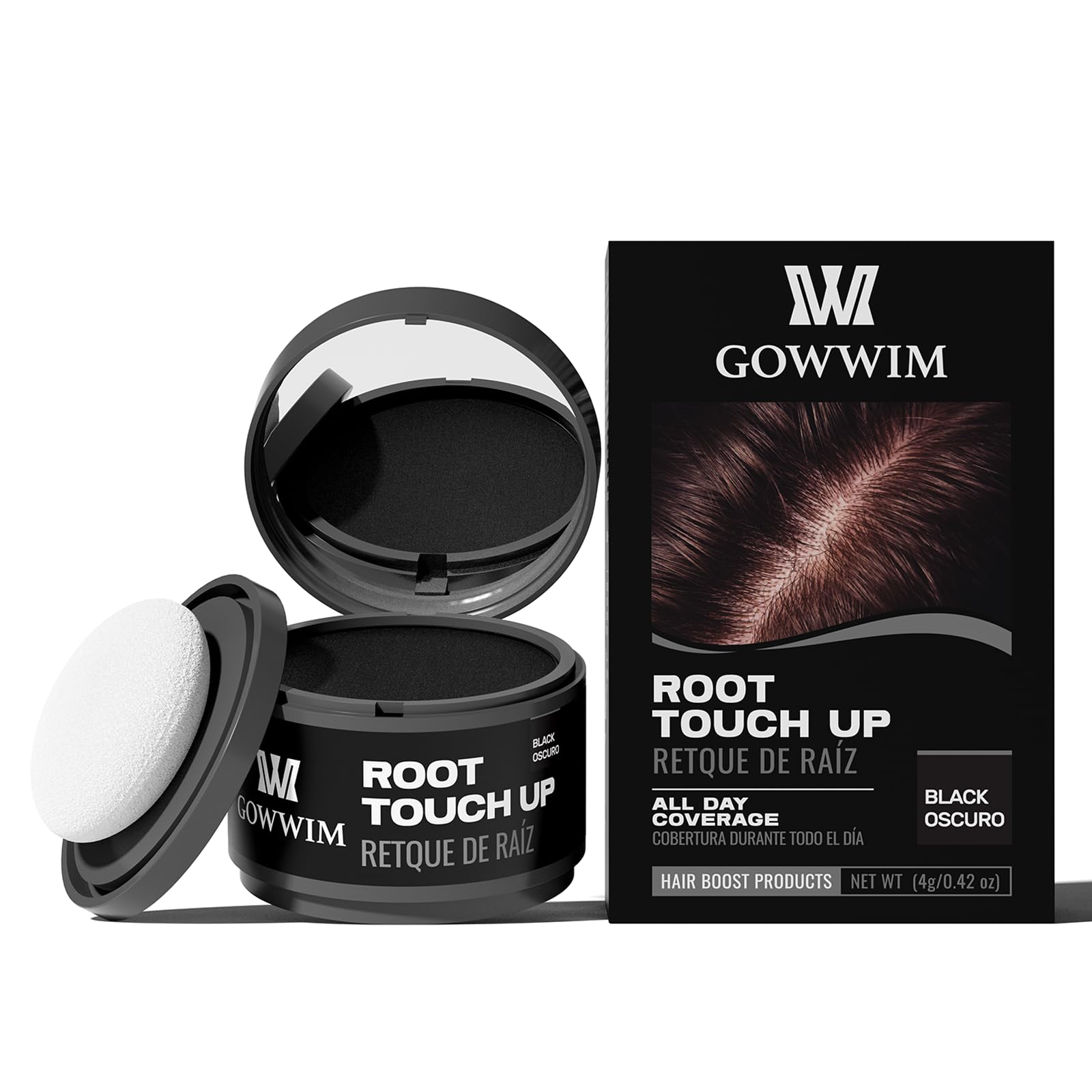 gowwim Hairline Powder Black compact provides quick, natural coverage for thinning areas