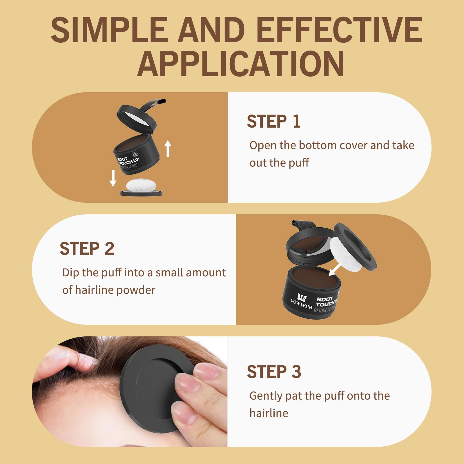 gowwim Hairline Powder compact includes built-in brush option