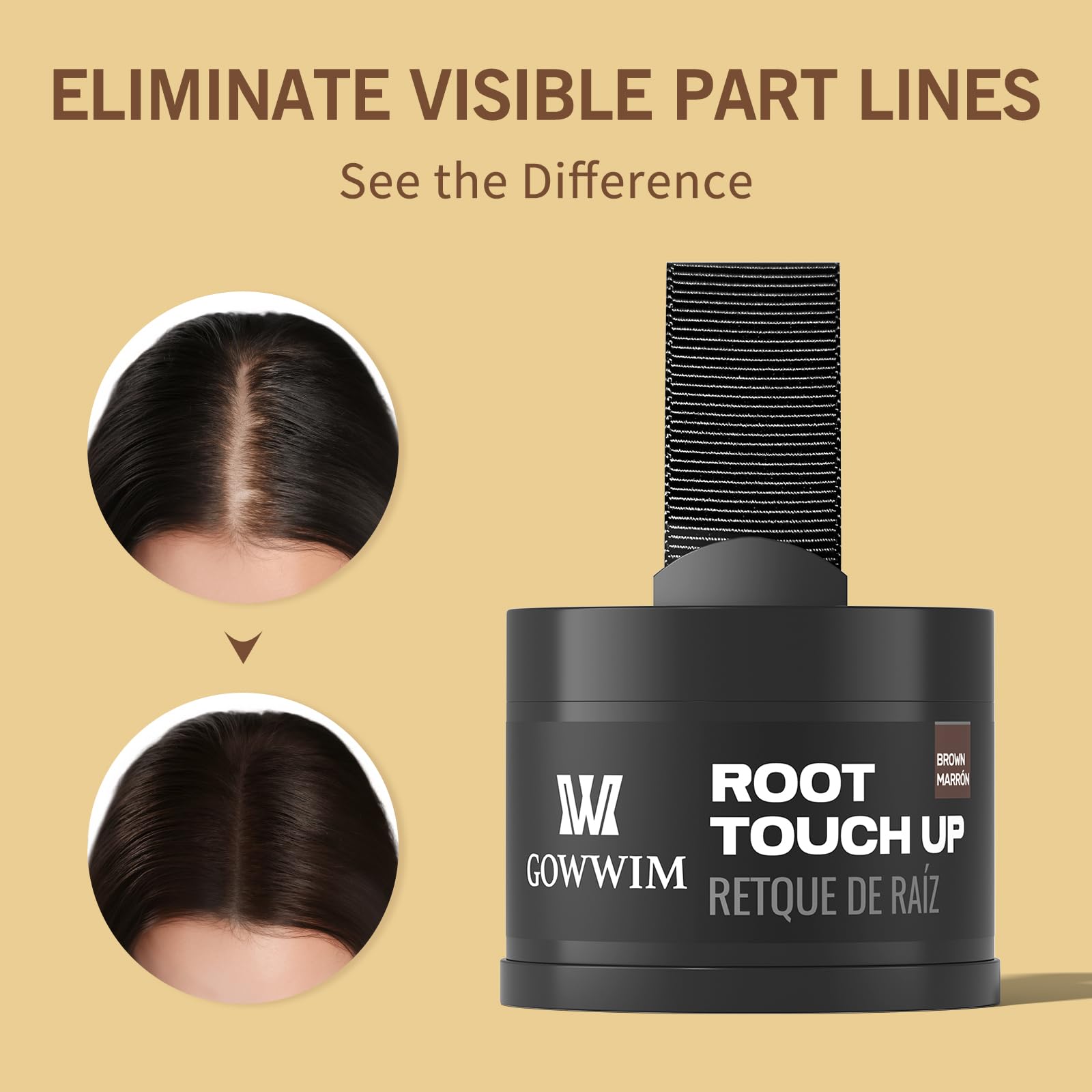 Gowwim Hairline Powder dark brown on hairline with natural look.