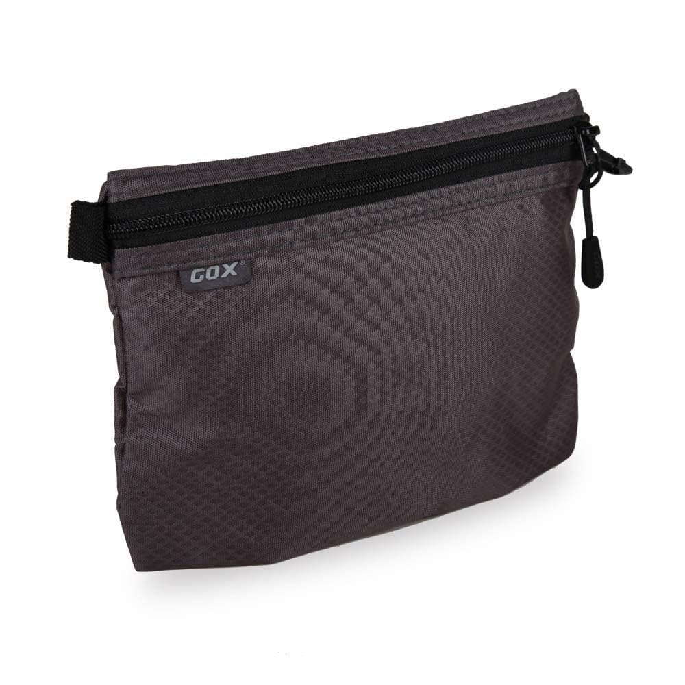 GOX small toiletry bag grey closed view showing compact storage for essentials