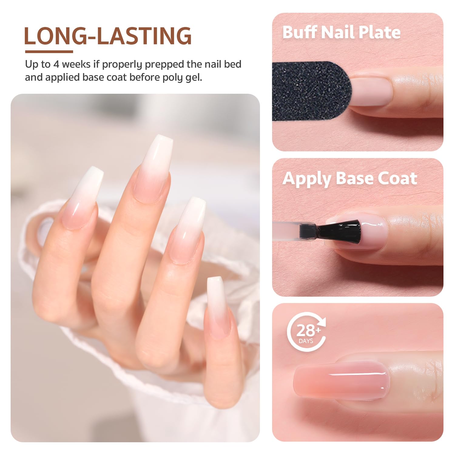 GAOY poligel set extensiones rápidas para uñas largas y lisas