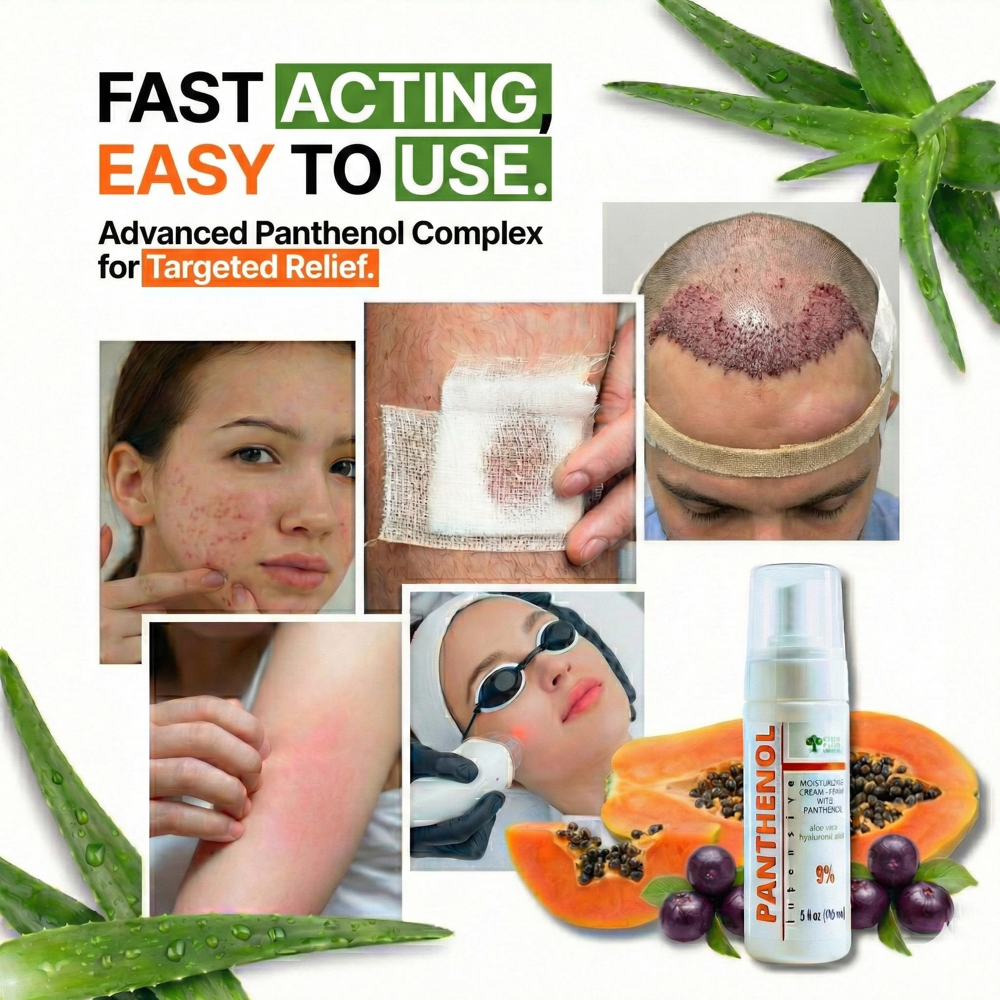 GPC Panthenol Foam with aloe vera for calming hydration.