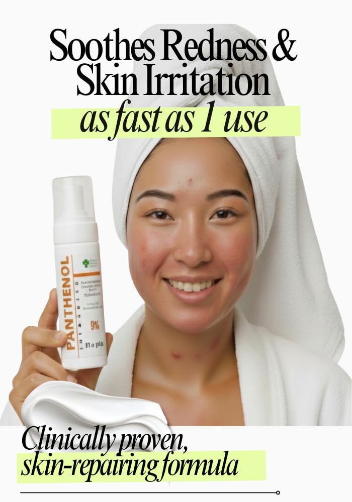 GPC Panthenol Foam dispenser shows easy spray for soothing care.